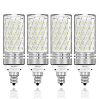 Pavoo E12 Led Light Bulbs, 16W Led Candelabra Bulbs 120 Watt Equivalent, 1400Lm, 6000K Daylight White Ceiling Fan Light Bulbs, Decorative Candle Base E12 Non-Dimmable Led Chandelier Bulbs, Pack Of 4