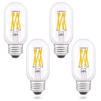 Aielit T45/T14 6W E26 Led Tube Bulb 60 Watt Equivalent, Dimmable(0-100%), Soft White 3000K, Antique Edison Filament Light Bulbs For Chandelier Bathroom Vanity Ceiling Fan Pendant Lights, 4-Pack