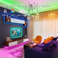 Daybetter (2Rd Gen Smd 5050 Remote Control Led Strip Lights 100Ft Color Changing With 44Keys Remote Controller And 24V Power Supply For Bedroom