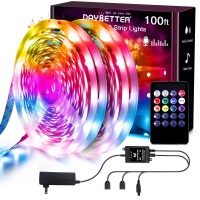 Daybetter Led Strip Lights, Led Lights 100Ft With Music Sync, 2 Rolls Of 50Ft Rgb Color Changing Led Light Strips With Controller For Bedroom Decoration