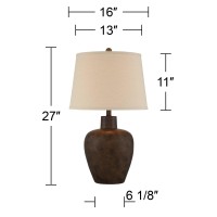 Regency Hill Glenn Farmhouse Rustic Southwestern Natural Cottage Table Lamps 27 Tall Set Of 2 Dark Terra Cotta Tapered Fabric