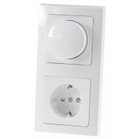 Delphi Led Dimmer Socket Combi Flush-Mounted For Dimmable Led Bulbs, 2-Way Frame White