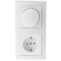 Delphi Led Dimmer Socket Combi Flush-Mounted For Dimmable Led Bulbs, 2-Way Frame White