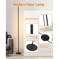 Modern Led Standing Corner Lamp Black Decor Contemporary Metal Floor Lamp For Living Room Bedrooms With Remote Touch Control