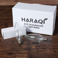 Haraqi 10 Pack 60W 120V Candelabra Base B10 Ctc Clear Decorative Light Bulbs,Transparent Candle Light Bulbs For Chandeliers, Ceiling Fan Lights, Pendants, Fireplace