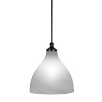 Juno Stem Hung Pendant In Matte Black Finish With 16