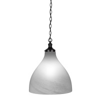 Juno Chain Hung Pendant In Matte Black Finish With 16