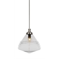 Juno Stem Hung Pendant In Brushed Nickel Finish With 14