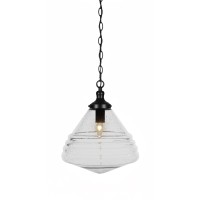 Juno Chain Hung Pendant In Matte Black Finish With 14