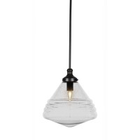 Juno Stem Hung Pendant In Matte Black Finish With 14