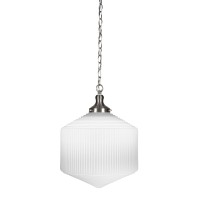 Carina Chain Hung Pendant In Brushed Nickel Finish With 14