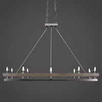 Belmont 10 Light Island Light Shown In Painted Distressed Wood-Look Metal & Graphite Finish