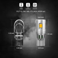 Jdm Astar 5Gs High Performance 1:1 Design 3030-5Smd 194 168 2825 W5W T10 Brgiht Yellow Led Bulbs