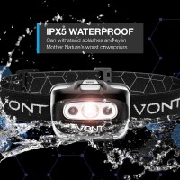 Vont Led Headlamp [Batteries Included, 2 Pack] Ipx5 Waterproof, With Red Light, 7 Modes, Head Lamp, For Running, Camping, Hiking, Fishing, Jogging, Headlight For Adults & Kids, Red (Rechargeable)