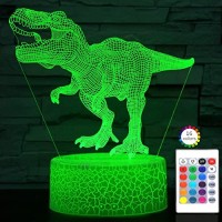 I-Chony Dinosaur Toy T-Rex 3D Night Light For Kids 16 Colors Dimmable Dinosaur Led Light With Remote & Smart Touch & Usb Cable - Dinosaur Gift For Adults Teens Boys Girls Birthday