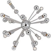 The AF Lighting 569512H Supernova Twelve Light Chandelier features a polished chrome finish with twenty silver tipped 40 watt bulbs included Also its design features a central sphere which has slender bulb arms coming out of it The dimmer enables you to a