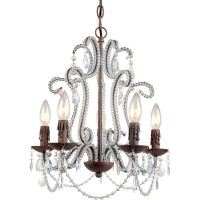 The AF Lighting 51955H Beloved Five Light Mini Chandelier features a Godiva finish with crystal accents This traditional style chandelier uses five 40 watt candle base bulbs not included and comes with a swag kit and a hardwire option Due to handcrafting 