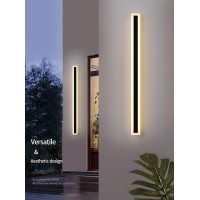 Ls-Pro (60 Inch/ 36W Outdoor Long Strip Modern Led Wall Lighting Fixture Lamps, Elegant Frosted White Acrylic, Black Aluminum Body Ip65 Waterproof Anti Rust. (Warm White 3000K). 1 Year Warranty