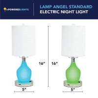 Inpowered Lights Lamp Angel Standard Electric Night Light Or Table Lamp With Emergency Battery Back Up, Usb Charging, Color Changing Base, Nursery, Bedroom