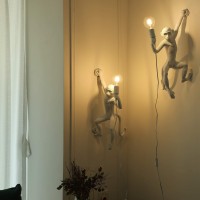 CHABEI Industrial Wall Lighting Fixture Vintage Resin Monkey Light Wall Lamp for Living Room Childrens Kids Bedroom Club Decoration