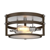 Gzbtech Farmhouse Flush Mount Ceiling Light,Rustic Hallway Light Fixtures Ceiling With Brushed Nickel & Metal,E26 Industrial Ceiling Lights For Entryway Closet Kitchen Dining Living Room Porch Bedroom