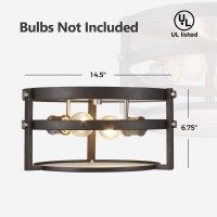 Gzbtech Farmhouse Flush Mount Ceiling Light,Rustic Hallway Light Fixtures Ceiling With Brushed Nickel & Metal,E26 Industrial Ceiling Lights For Entryway Closet Kitchen Dining Living Room Porch Bedroom