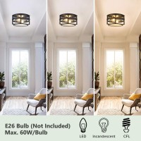 Gzbtech Farmhouse Flush Mount Ceiling Light,Rustic Hallway Light Fixtures Ceiling With Brushed Nickel & Metal,E26 Industrial Ceiling Lights For Entryway Closet Kitchen Dining Living Room Porch Bedroom