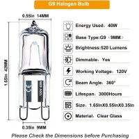 G9 Bulb, 10Pcs G9 Halogen Bulb 40 Watt 120V, G9 Dimmable Long Lasting Lifespan With High Brightness 520Lm, Cri100 & 2800K Warm White, T4 Jd Type Halogen Light Bulbs G9 Base Bi Pin, For Cabinet Lights