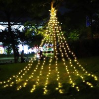 Dingfu Christmas Decorations Outdoor Lights,11.5Ft 317 Led Star Christmas Tree Lights,8 Memory Lighting Modes&Timer Christmas Star Lights For Yard,Wedding,Party,Christmas Decorations (Warm White)