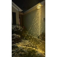 Dingfu Christmas Decorations Outdoor Lights,11.5Ft 317 Led Star Christmas Tree Lights,8 Memory Lighting Modes&Timer Christmas Star Lights For Yard,Wedding,Party,Christmas Decorations (Warm White)