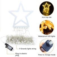 Dingfu Christmas Decorations Outdoor Lights,11.5Ft 317 Led Star Christmas Tree Lights,8 Memory Lighting Modes&Timer Christmas Star Lights For Yard,Wedding,Party,Christmas Decorations (Warm White)