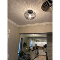 Riomasee Industrial Semiflush Mount Ceiling Lightblack Metal Cage Ceiling Light Fixture For Kitchenbedroomhallwayentrywayd