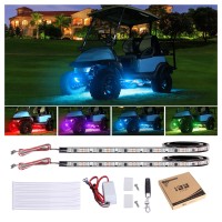 10L0L Golf Cart Underglow Led Light Strip Kit, 14 Modes Underbody Glow Neon Lighting With Wireless Remote Control, Sound Active, Water Resistant Flexible Tubes 126-Leds 86 Inch 2 Pack