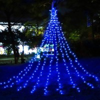 Christmas Decorations Outdoor Lights,11.5 Ft 317 Led Star Christmas Tree Lights,8 Memory Lighting Modes&Timer Christmas Star Lights For Yard,Wedding,Party,Christmas Decorations (Blue)