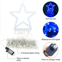 Christmas Decorations Outdoor Lights,11.5 Ft 317 Led Star Christmas Tree Lights,8 Memory Lighting Modes&Timer Christmas Star Lights For Yard,Wedding,Party,Christmas Decorations (Blue)