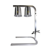 Include this food safe heating lamp to serve all the necessities paired with the best quality The aluminum construction gives this standing lamp exceptional durability It comes with 2 inverted U shaped shade and 250W bulbs that ensures your food remains w