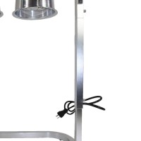 Include this food safe heating lamp to serve all the necessities paired with the best quality The aluminum construction gives this standing lamp exceptional durability It comes with 2 inverted U shaped shade and 250W bulbs that ensures your food remains w