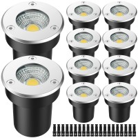 12W In Ground Well Lights Waygor 10Pack Led Low Voltage Landscape Lights Outdoor Waterproof Ip67 Inground Lights With Connect