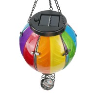 Sagefinds Solar Hot Air Balloon | Outdoor Led Hanging Lantern | Decorative Glass Light For Patio, Garden, Porch, Yard | Flickering Flame Appearance | 15