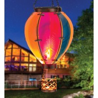 Sagefinds Solar Hot Air Balloon | Outdoor Led Hanging Lantern | Decorative Glass Light For Patio, Garden, Porch, Yard | Flickering Flame Appearance | 15