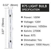 Gmy R7S Halogen Bulbs 78Mm T3 100W 120V Dimmable J-Type Linear Warm White Double Ended R7S Bulbs For Security And Work Lights, Floodlight, Floor Lamps, Landscape Lights, Ceiling Lights 5 Pack