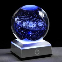 3D Solar System Model Crystal Ball 80Mm 315Inch Outer Space Astronomy Gifts Room Decor Crystal Sphere Unique Gifts For Men Hi