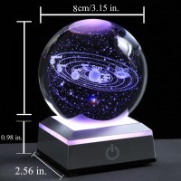 3D Solar System Model Crystal Ball 80Mm 315Inch Outer Space Astronomy Gifts Room Decor Crystal Sphere Unique Gifts For Men Hi