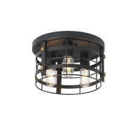 Sinmila Industrial 3-Light Rustic Semi Flush Mount Ceiling Light, With Metal Cage For Kitchen, Living Room, Dining Room, Bedroom, Hallway, Stairway