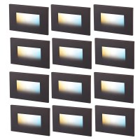 Cloudy Bay 3 Color 120V Dimmable Led Indoor Outdoor Step Light 3000K4000K5000K 3W 55Lm Stair Light Oil Rubbed Bronze 12 Pack