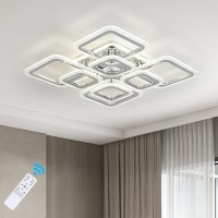 Qcyuui Modern Dimmable Ceiling Light, Flush Mount Led Ceiling Lamp, Nordic 8 Rectangles Chandeliers Lighting Fixture With Remote Control For Living Room Bedroom Dining Room, 100W/Bubble Acrylic