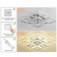 Qcyuui Modern Dimmable Ceiling Light, Flush Mount Led Ceiling Lamp, Nordic 8 Rectangles Chandeliers Lighting Fixture With Remote Control For Living Room Bedroom Dining Room, 100W/Bubble Acrylic