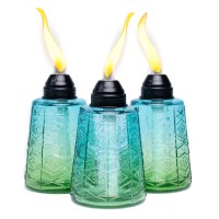 Backyadda Stylish Glass Torches For Your Table Or Patio With Many Colors To Choose From Set Of 3 Torches Caribbean Wave