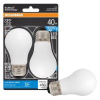 Sylvania Led Truwave Natural Series Ceiling Fan / Fixture Light Bulb, 40W A15 Daylight, Dimmable, Frosted - 2 Pack