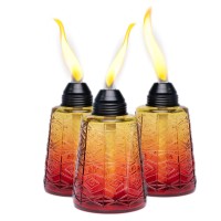 Backyadda Stylish Glass Torches For Your Table Or Patio With Many Colors To Choose From Set Of 3 Torches Crimson Sunset